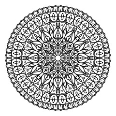 Mehndi flower pattern for Henna drawing and tattoo. Decoration in ethnic oriental  Indian style. Doodle ornament. Outline hand draw vector illustration.