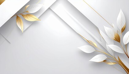 Elegant floral design background digital art minimalist white and gold abstract style light and airy concept for modern decor