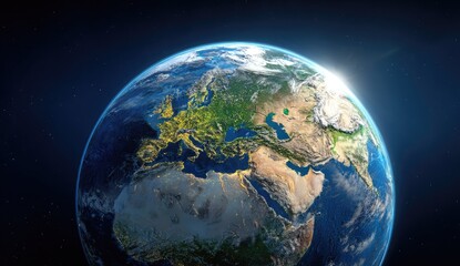 Earth from space, detailed view of continents