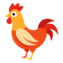 Modern Chicken Vector Style on White