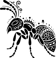 Mexican Style Ant Silhouette in Solid Black Vector Design Illustration