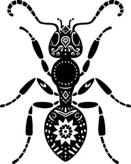 Mexican Style Ant Silhouette in Solid Black Vector Design Illustration