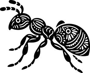 Mexican Style Ant Silhouette in Solid Black Vector Design Illustration