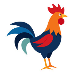 Modern Rooster Vector Style on White