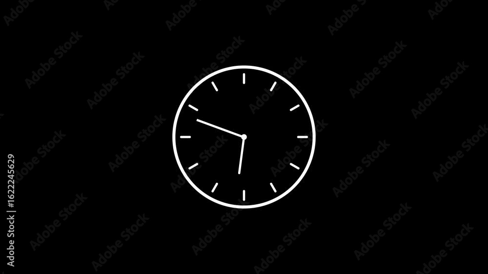 Poster timelapse of spinning clock animation in 12 hour. seamless motion animated footage. white colored wa