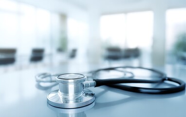 Stethoscope on a table in office
