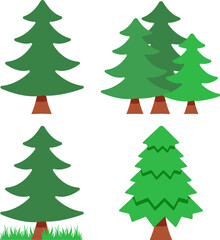 Cartoon Pine Tree Collection – Vector Forest Elements