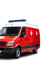 Red ambulance van, isolated