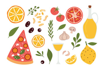 Fresh Mediterranean Ingredients: A colorful composition of fresh, appetizing ingredients. Displaying the art of simple, delicious, and healthy meals.