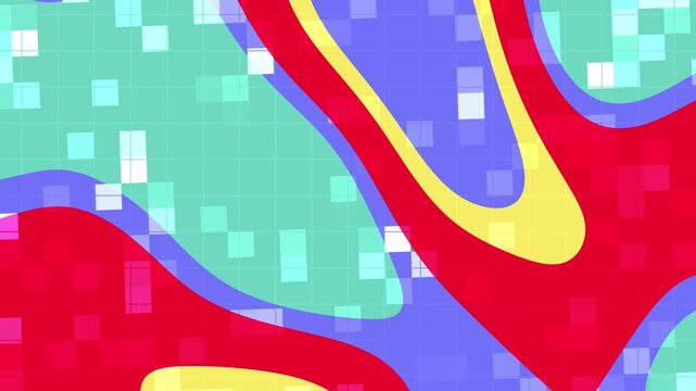 Abstracts Liquid Blink Square Abstract colorful shapes dynamically morph and transform with pixelated grid animation loop