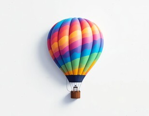 hot air balloon illustration on white background, buoyant aircraft design, minimalist concept