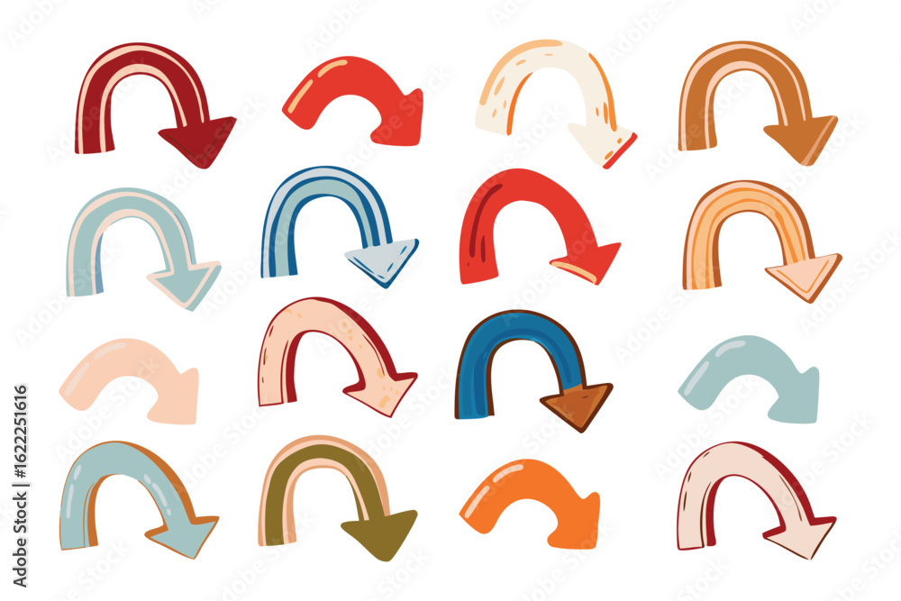 Fototapete colorful arrows in various directions: an array of diverse arrows, rendered in vibrant hues and vary