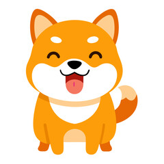 Animal happy face, eyes closed, mouth open and tongue out vector on white background.
