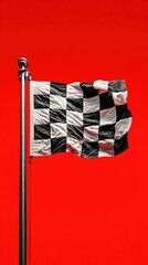 Checkered Flag on Red Background