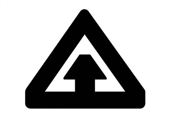 Black triangular graphic with an upward-pointing arrow within