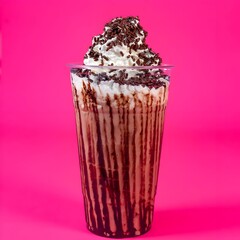 Delicious strawberry milkshake with whipped cream and sprinkles