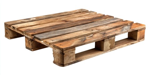 Wooden pallet, light brown, rustic, square, isolated