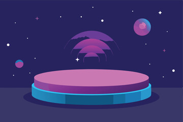 circular podium with a cosmic starry background  g.eps