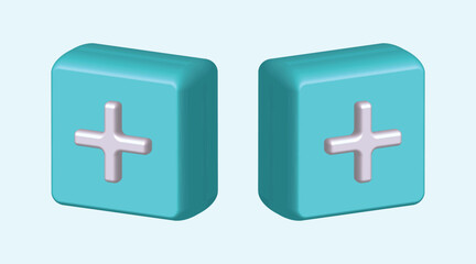Fototapeta premium 3D Plus Button Icon for UI/UX Interface Design