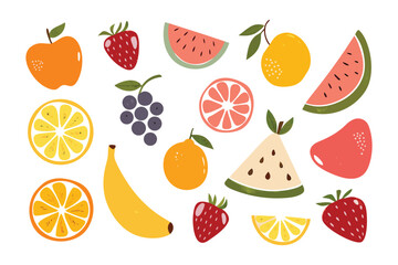 A Colorful Medley of Fruit: A vibrant assortment of fresh fruit, each piece bursting with natural flavors and textures. A healthy and inviting selection.