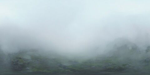 Obraz premium Misty landscape with green ground cover