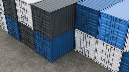 Shipping Containers for Logistics and Global Trade Concept. 3d rendering