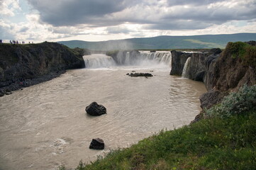 Scenic view of mighty Godafoss waterfalls, Iceland