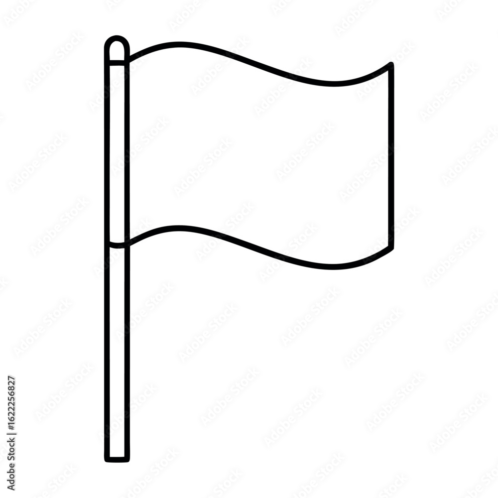 Poster minimalist waving flag outline design with fluttering effect in vector format