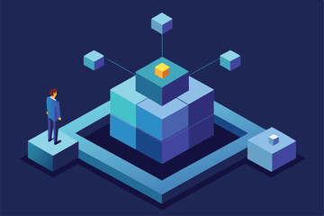 3d render of a modern building blocks