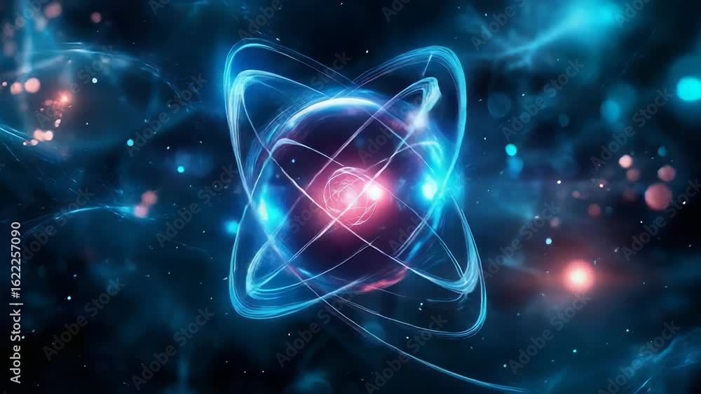 Aufkleber electrons rotating around nucleus creating energy in physics concept