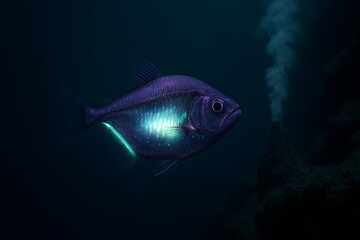 Naklejka premium Bioluminescent Hatchetfish Near Hydrothermal Vent