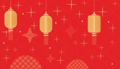 Chinese New Year Lantern Background Isolated on Transparent Background
