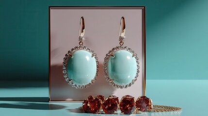 Elegant Advertising Portrait of Stylish Earrings and Belt – High-Quality Fashion Accessories Image for Marketing and Branding