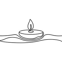 Fototapeta premium Water with floating candle shown in minimalist single line drawing. Water with floating candle concept captures peaceful moment, with single continuous stroke illustrating calm and serenity.