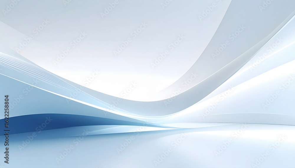 Poster dynamic abstract waves in blue and white digital art modern design minimalistic theme high-resolutio