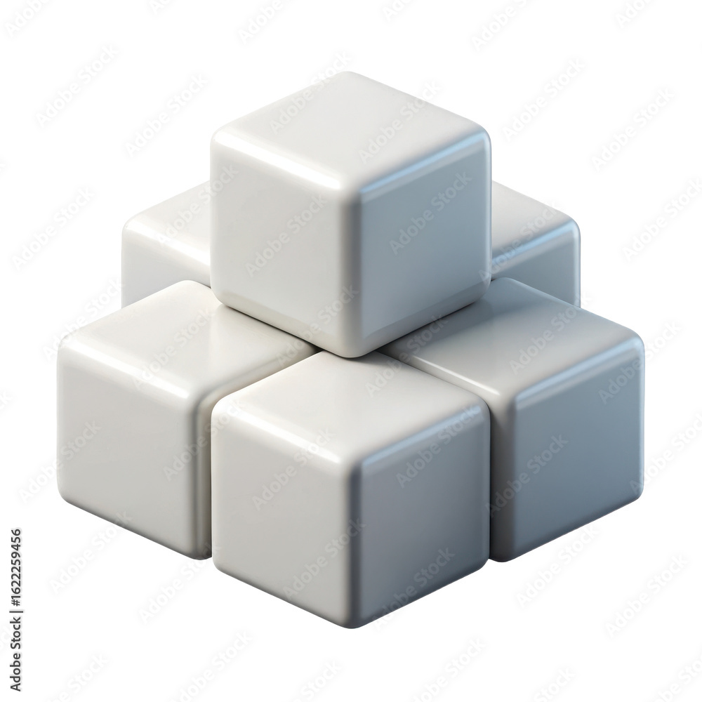 Poster stack of white cubes isometric view perfect for design element or abstract background material rende