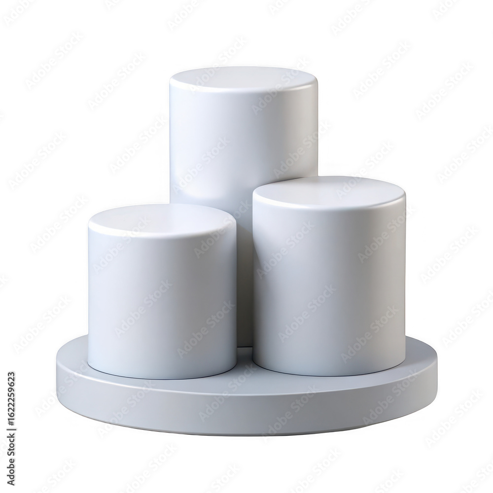 Poster white cylinder podiums product display stand presentation platform showcase background mockup illust