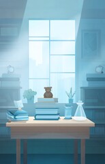 Studious still life with bright daylight