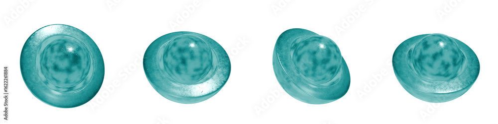 Poster set of 4 3d objects blue frosted ice isolated on a transparent background. object index 33. transpar