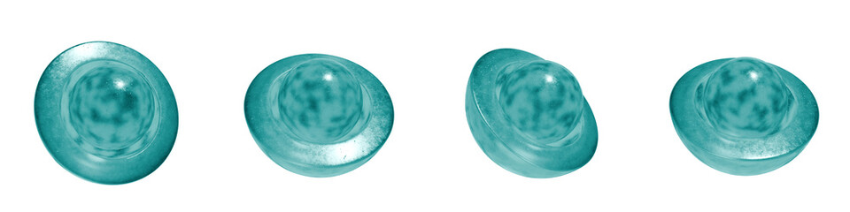 Set of 4 3d objects blue frosted ice isolated on a transparent background. Object index 33. Transparent frosted glass morphism icon. 3d abstract elements for graphic design.