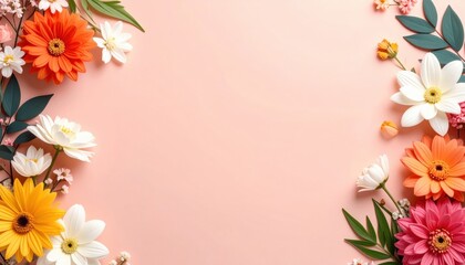 Vibrant floral arrangement on soft pink background nature image studio setting close-up view aesthetic beauty