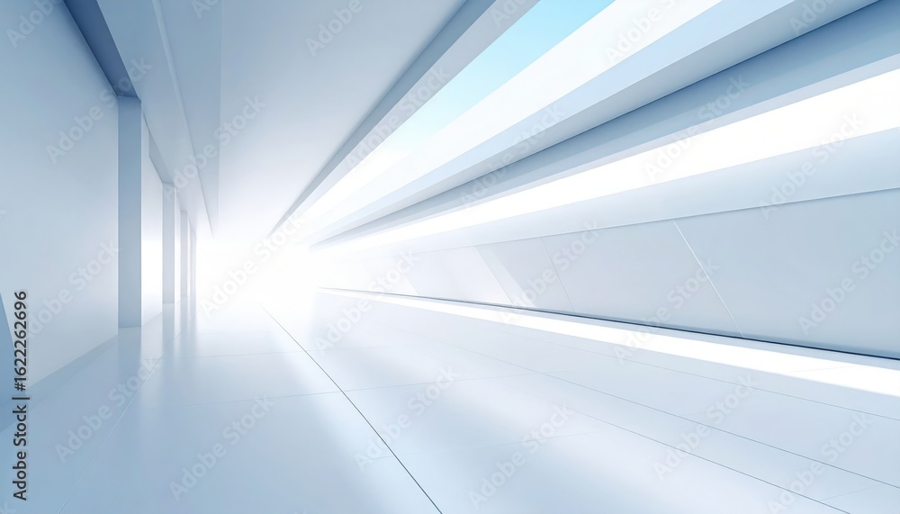 Poster dynamic light perspective in minimalist architecture modern interior space digital artwork bright en