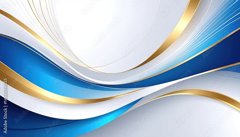 Poster dynamic blue and gold wave patterns abstract design digital art creative environment aesthetic viewp