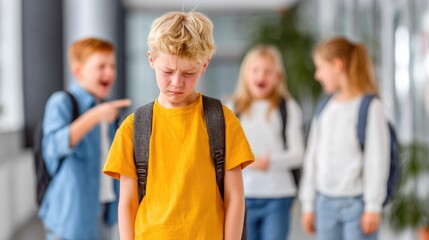 Sad Boy Being Bullied at School