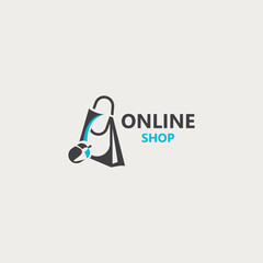 Online shop logo for business Application mobile shop vector design illustration