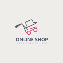 Online shop logo for business Application mobile shop vector design illustration