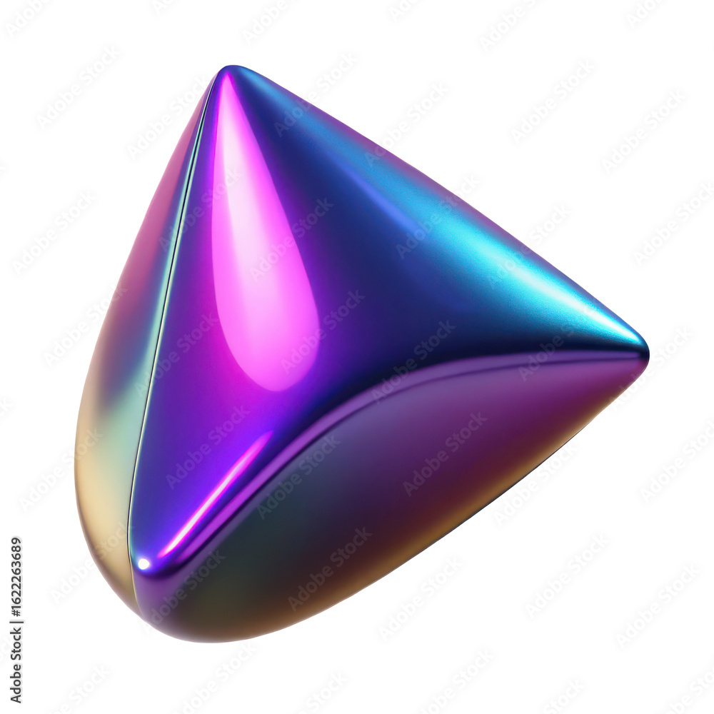 Poster abstract iridescent pyramid shape design rendering with vibrant colors and smooth reflections art ob