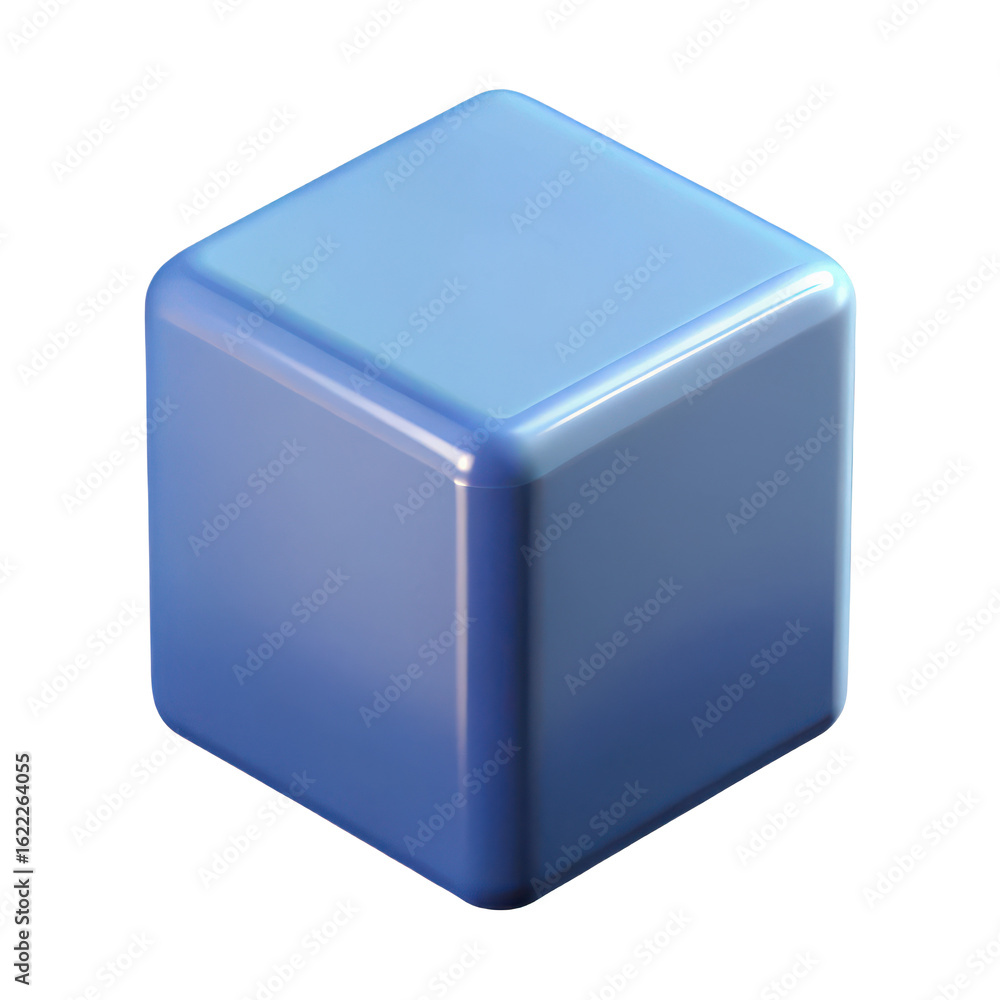 Aufkleber isometric blue cube render with soft lighting for graphic design and illustration projects and backg