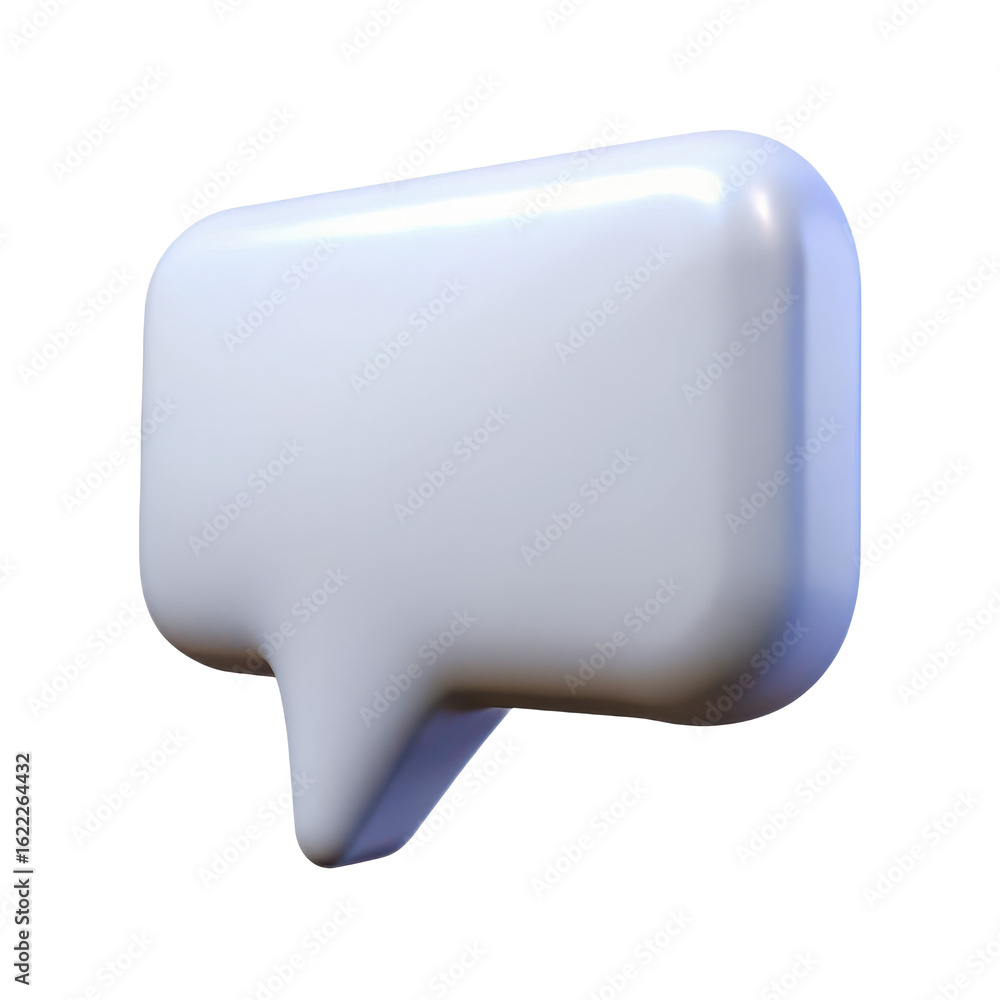 Poster white speech bubble icon 3d render illustration message communication dialog balloon symbol isolated