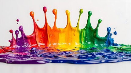 Vibrant Rainbow Paint Splash Crown Abstract Art
